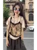 Elegante y único conjunto de dos piezas estilo coreano con camiseta de manga corta de ilusión para mujer, un top de verano único y hermoso increíblemente favorecedor