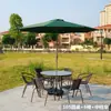 Mesas y Sillas de Exterior para Patio Balcón Áreas de Ocio, Juego de Tres Piezas para Cafetería de Té de Leche, Combinación Sencilla de Silla de Hierro y Ratán para Exteriores