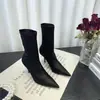 Tacones Altos Sexy Estilo Coreano Botas Ajustadas Estilo Primavera/Otoño 2026 Botas de Media Pantorrilla de Colores Botines Punta Fina Tacón de Aguja Botas Elásticas Mujer