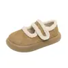 Moda 2026, zapatos nuevos de algodón de suela gruesa, antideslizantes, versátiles, con forro de pelo, cierre de velcro y diseño cálido de invierno, estilo Birkenstock para mujer