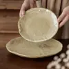 Plato Ondulado Estilo Retro Plato Cerámico Plato de Forma Irregular Plato para el Hogar Plato para Postre Plato para Comida Occidental Plato para Bistec Vajilla Venta al por Mayor