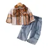 Comercio Exterior Transfronterizo Otoño Nuevo Traje para Niña Chaqueta de Manga Larga Color Café con Pantalones Conjunto de Dos Piezas