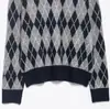 Amazon Europeo y Americano Aliexpress Popular Normcore Elegante Ropa de Trabajo Versátil Suelto y Cómodo Diseño Patrón de Rombo Tejido