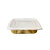 Caja de Almuerzo de Papel de Aluminio Dorado, Caja de Empaque de Gran Capacidad, Película Cubierta para Caja de Empaque, Tapa de PP, Biodegradable, Grado Alimenticio, con Tapa, Desechable