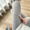 Pantalones de Malla Fina con Rayas Verticales Algodón Lanolina Otoño Invierno Abrigados Capa Base Mujer Cintura Alta Algodón Rayas Verticales Dropshipping