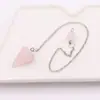 Y Venta Caliente de Amazon Péndulo de Piedra Natural Collar con Colgante Cónico Péndulo de Cuenta Redonda Collar de Cristal Regalo Venta al por Mayor