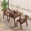 Mesa de Té y Sillas para Balcón de Madera Maciza, Mesa Sencilla de Negociación, Mesa y Dos Sillas de Celebridad de Internet, Juego de Tres Piezas de Silla de Ratán de Ocio para Apartamento Pequeño