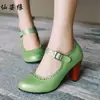 40/48 Comercio Exterior Aliexpress Zapatos de Mujer Talla Extra Grande, Punta Redonda Tacones Gruesos Altos, Zapatos Mary Jane, Dropshipping