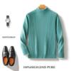 Suéter de cuello medio alto para hombre, de siete pines, engrosado, 100% lana pura, con flores torcidas, para otoño e invierno, nuevo, de manga larga.