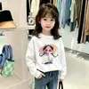 Camisetas Infantis de Algodão Puro Versáteis Desenho Animado Meninas Manga Longa Estampada Estilo Novo Elegante Camada Base