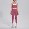 Novo Estilo Blusa Regata Canelada Color Block Transfronteiriça Alta Elasticidade Respirável Conjunto de Roupa para Yoga Esportes Corrida Fitness Conjunto de Duas Peças