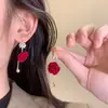 Colar Choker de Veludo Vinho Tinto Flor Rosa Romântico de Alta Qualidade Vintage Brinco Noiva Casamento Noivado