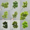 Ramas artificiales de pino y ciprés, agujas de pino, ramas de pino de bienvenida para paisajismo, plantas verdes, ramas de pino Nobili con frutos, ramas de árbol artificiales
