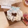 Lenço Quadrado Vazado Branco Cereja de Renda Feito à Mão Scrunchie Doce Feminino Rabo de Cavalo Elástico de Cabelo