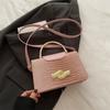 Nova bolsa de mão com padrão de crocodilo, bolsa de ombro fashion transfronteiriça, bolsa pequena de ombro elegante e de alta qualidade