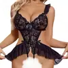 Conjunto de Lencería Erótica de Encaje Sexy Transfronterizo Europeo y Americano con Espalda Descubierta Calada Push-up con Tirantes Uniforme Tentación Artículo Caliente para Discoteca