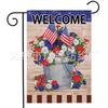 Bandera de jardín transfronteriza de gran venta para el Día de la Independencia, bienvenida, decoración floral para exteriores, bandera de jardín de lino de doble cara.