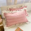 Funda de almohada para niñas, estilo princesa, dormitorio estudiantil, color liso, versión coreana, encaje, individual, linda, fresca, simple funda de almohada