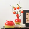 Jarrón de Granada Adornos Cerámicos Rojo y Ardiente Nuevo Estilo Chino Hogar Sala de Estar Mesa de Café Entrada Gabinete de TV Decoraciones