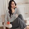 Atacado Físico à Vista Primavera e Outono Novo Cor Amazon Algodão Pijama Feminino Cardigã Curto Longo Doce Casual
