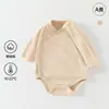 Mameluco Suave de Algodón para Bebé Otoño e Invierno Mono Triángulo Elástico de Manga Larga Caliente Traje para Gatear Capa Base Clase A Conjunto de Una Pieza