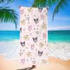 Toalha de Praia Popular Transfronteiriça Sanrio Infantil Desenho Animado Secagem Rápida Toalha de Praia Microfibra Estampa Digital Toalha de Banho
