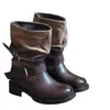 Hebilla de cinturón retro estilo europeo y americano, botas vaqueras, botas plisadas de plataforma, botas altas de montar para mujer, nuevo modelo 2026 botas largas hasta la rodilla