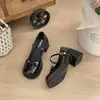 Zapatos Mary Jane de Tacón Alto con Lazo Estilo Nuevo Retro Francés para Mujer 2026 Estilo Británico Zapatos Pequeños de Piel Primavera Punta Redonda Marrón