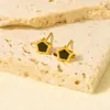 Brincos Pequenos de Estrela Estilo Coreano Francês em Aço Inoxidável para Mulheres Brincos Estilo Retro Ins Brincos de Gota de Óleo de Alta Qualidade