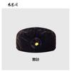 Accesorios para Ropa Funeraria Estilo Chino, Artículos Funerarios, Sombrero Funerario de Terciopelo Dorado para Mujer, Sombrero Bordado de Traje Tang para Hombres y Mujeres con Cuello Diagonal