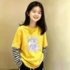 Camiseta de Manga Larga a Rayas de Algodón Puro Estilo Coreano para Niñas 2026 Nuevo Estilo Primavera/Otoño Talla Mediana a Grande Infantil Holgada Camiseta Básica de Cuello Redondo