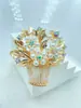 Nuevo Broche de Flor de Perla Esmaltada Moda Cesta de Flores Planta en Maceta Pin Personalidad Vintage Accesorio de Pedrería