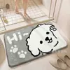 Tapete de banheiro imitação de caxemira cartoon, capacho absorvente de água e antiderrapante, tapete fofo para entrada de casa, capacho resistente à sujeira