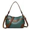 Bolso de Hombro Cruzado de Moda para Mujeres de Mediana Edad, Bolso de Hombro de Gran Capacidad, Bolso Cruzado de Colores Contrastantes de Moda