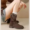 Botas Femininas Plataforma Retrô 2026 Nova Outono Sola Grossa Botas Martin Cowboy Ocidental Meias Elásticas Botas Curtas da Moda Femininas