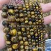 Fundição Ming comércio 3A amarelo olho de tigre contas soltas produtos semi-acabados atacado tigre pedra contas redondas DIY artesanal frisado jóias acessórios