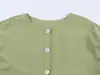 2026 Estilo Europeo y Americano Primavera Mujer Top Verde de Mangas Abullonadas Camisa de Manga Corta 82949