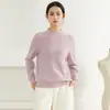 Suéter de punto suelto de color puro para mujer Otoño Invierno, Suéter de manga larga de lana cachemir con cuello alto y volantes