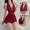 Meiyujia Lencería Sexy de Cuello Halter Malla Transparente Espalda Descubierta Sexy Bata de Noche Lencería Divertida para Pareja Pijama Sexy para Mujer