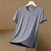 Comercio Exterior Transfronterizo Camiseta de Manga Corta de Seda de Hielo para Hombre Verano Delgado Secado Rápido Malla Deportiva Top de Media Manga Casual Elástico