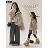 Chaqueta de felpa con forro polar para niña, moda estilo coreano invierno 2026, top corto de felpa moderno con cuello alto para niños