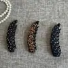 Pinza para el pelo de tela elegante y simple con estampado de leopardo retro estilo francés para coletas pequeñas Accesorio para el pelo de coleta pequeña Ins