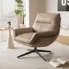 Cadeira de Sofá Individual Giratória 360 Graus Lawrence para Lazer e Uso Doméstico, Luxo Leve com Sensação de Alto Padrão, Cadeira Ergonômica de Couro Nappa
