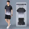 Conjunto esportivo masculino, camiseta de manga curta para corrida de secagem rápida, camiseta, roupa de basquete, roupas de ginástica para badminton, shorts de treino, verão