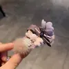 Pinza para el Cabello de Moda de Alta Gama, Lujo Ligero, Conejo Morado con Pedrería para Mujer, Elegante Pinza Lateral para la Parte Posterior de la Cabeza