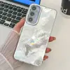 Funda de teléfono móvil IMD con orificios finos electrochapada para Samsung S24ULTRA tendencia A54 película para lente A55 patrón de plumas S24FE