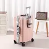 Maleta de Alumínio com Cantos em L para Porta-Copos, Envio Direto de Peça Única, para Homens, Mala de Rodinhas Feminina de Grande Capacidade com Rodas Universais, Maleta de Viagem, Bagagem de Mão