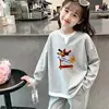 Camiseta Nova de Manga Longa para Meninas Primavera e Outono, Malha Waffle Infantil Falsa Peça Dupla Estilosa Casual Versátil Gola Redonda
