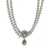 Collar de Perlas de Doble Capa con Gota de Agua Incrustada de Diamantes Lujo Accesible Estilo Retro de Palacio Nicho Cadena para la Clavícula Popular en Ins Elegante Collar