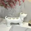 Soporte de Cerámica para Cepillo de Dientes Eléctrico Dachshund Estante de Almacenamiento Lavabo Cepillo de Dientes Pasta de Dientes Organizador de Brochas de Maquillaje Base de Soporte